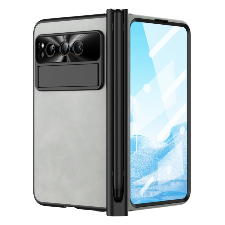 For Google Pixel Fold Integrated Napa Texture All-inclusive Phone Case with Pen Slot(White) - Google Cases by PMC TechLife | Online Shopping South Africa | PMC TechLife | Buy Now Pay Later Mobicred