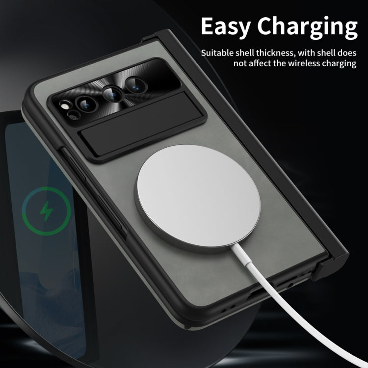 For Google Pixel Fold Integrated Napa Texture All-inclusive Phone Case with Pen Slot(White) - Google Cases by PMC TechLife | Online Shopping South Africa | PMC TechLife | Buy Now Pay Later Mobicred