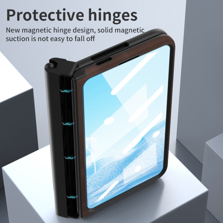 For Google Pixel Fold Integrated Napa Texture All-inclusive Phone Case with Pen Slot(Coffee)