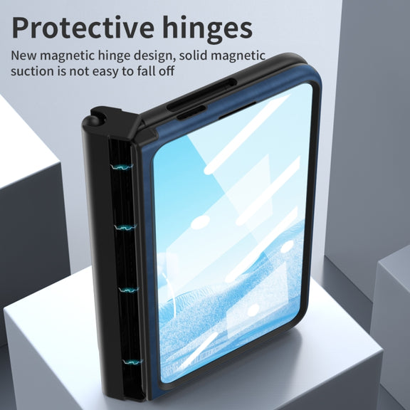 For Google Pixel Fold Integrated Napa Texture All-inclusive Phone Case with Pen Slot(Blue)