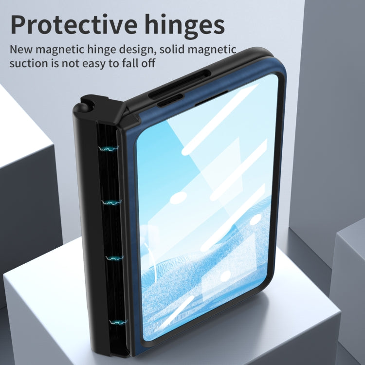 For Google Pixel Fold Integrated Napa Texture All-inclusive Phone Case with Pen Slot(Blue)