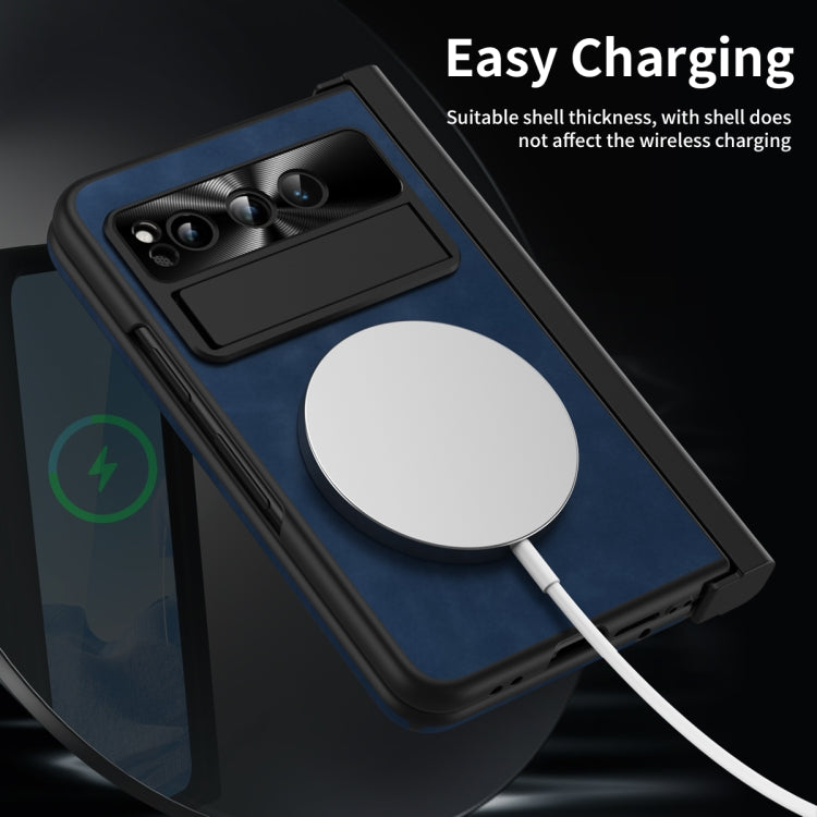 For Google Pixel Fold Integrated Napa Texture All-inclusive Phone Case with Pen Slot(Blue) - Google Cases by PMC TechLife | Online Shopping South Africa | PMC TechLife | Buy Now Pay Later Mobicred