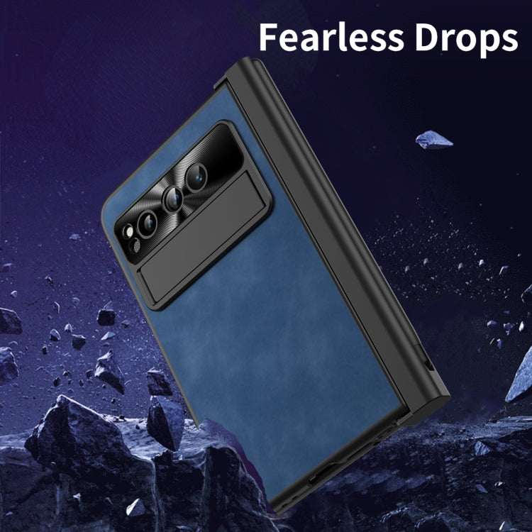 For Google Pixel Fold Integrated Napa Texture All-inclusive Phone Case with Pen Slot(Blue) - Google Cases by PMC TechLife | Online Shopping South Africa | PMC TechLife | Buy Now Pay Later Mobicred