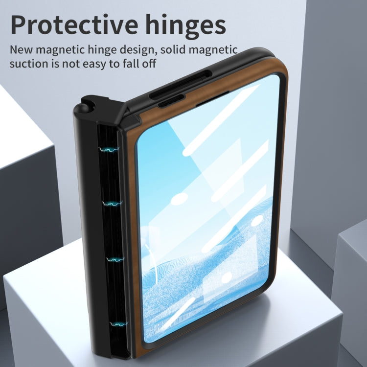 For Google Pixel Fold Integrated Napa Texture All-inclusive Phone Case with Pen Slot(Brown)