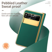For Google Pixel Fold Litchi Pattern Electroplating Folding Phone Case with Hinge(Green)