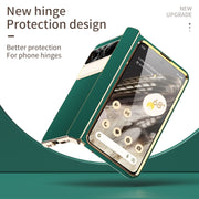 For Google Pixel Fold Litchi Pattern Electroplating Folding Phone Case with Hinge(Green)