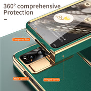 For Google Pixel Fold Litchi Pattern Electroplating Folding Phone Case with Hinge(Green)