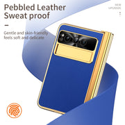 For Google Pixel Fold Litchi Pattern Electroplating Pen Slot Folding Phone Case with Stylus(Royal Blue)
