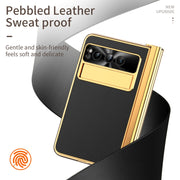 For Google Pixel Fold Litchi Pattern Electroplating Pen Slot Folding Phone Case with Stylus(Black)
