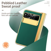 For Google Pixel Fold Litchi Pattern Electroplating Pen Slot Folding Phone Case with Stylus(Green)