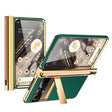 For Google Pixel Fold Litchi Pattern Electroplating Pen Slot Double Hinge Folding Phone Case with Stylus(Green) - Google Cases by PMC TechLife | Online Shopping South Africa | PMC TechLife | Buy Now Pay Later Mobicred