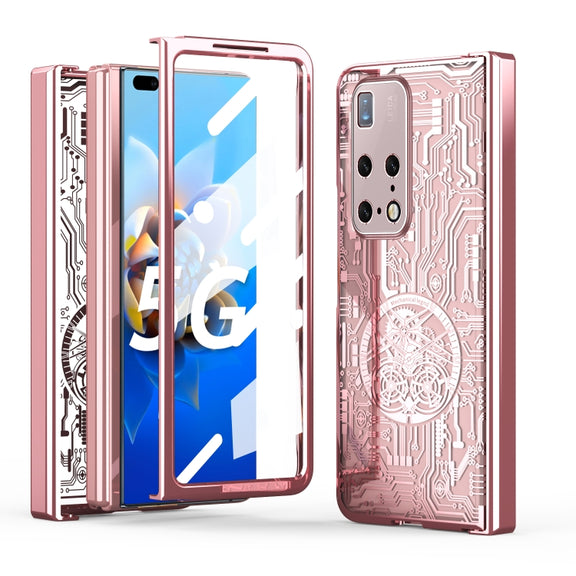 For Huawei Mate X2 Mechanical Legend Integrated Electroplating All-inclusive Phone Case(Rose Gold)
