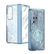For Huawei Mate X2 Mechanical Legend Integrated Electroplating All-inclusive Phone Case(Blue)