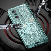 For Honor Magic V Mechanical Legend Integrated Electroplating All-inclusive Phone Case(Blue)