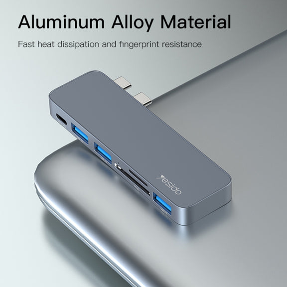 Yesido HB10 6 in 1 USB-C / Type-C Ports Multifunctional Docking Station HUB Adapter