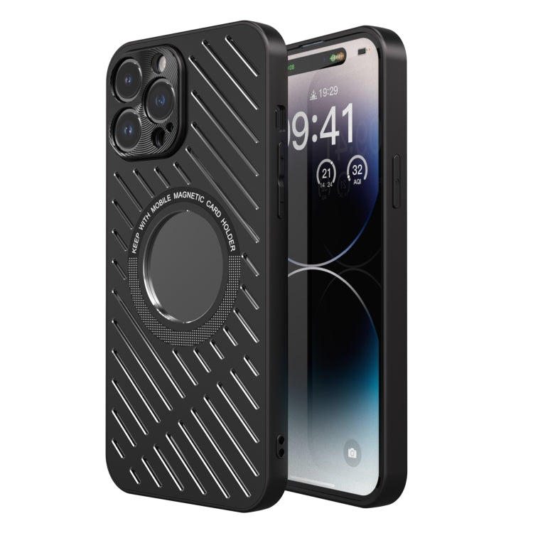 For iPhone 14 Pro R-JUST RJ57 CD Pattern MagSafe Cooling Phone Case(Black) - iPhone 14 Pro Cases by R-JUST | Online Shopping South Africa | PMC TechLife