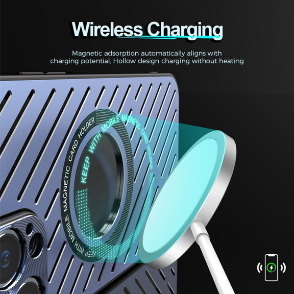 For iPhone 14 Plus R-JUST RJ57 CD Pattern MagSafe Cooling Phone Case(Black)