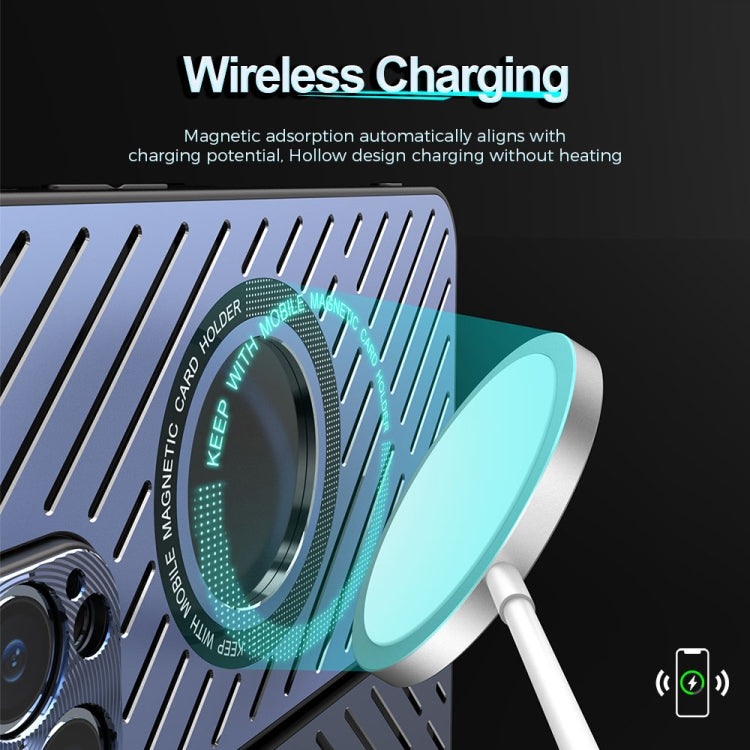 For iPhone 14 Plus R-JUST RJ57 CD Pattern MagSafe Cooling Phone Case(Black)