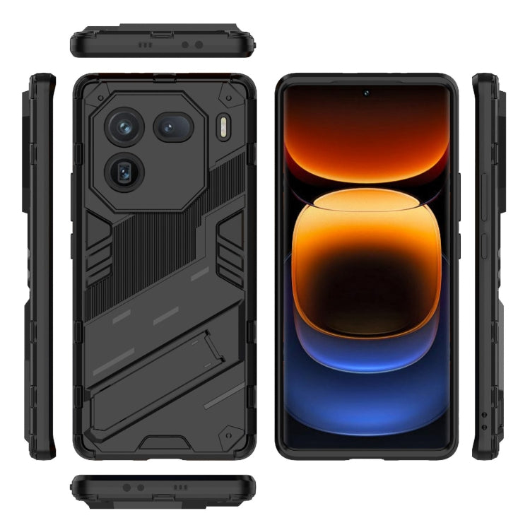 For vivo iQOO 12 Pro 5G Punk Armor 2 in 1 PC + TPU Phone Case with Holder(Black) - free shipping - PMC TechLife - Order now!