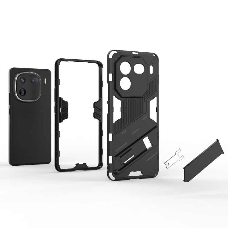 For vivo iQOO 12 5G Punk Armor 2 in 1 PC + TPU Phone Case with Holder(Black)