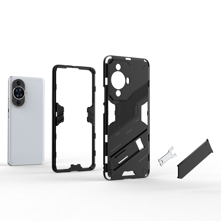 For Huawei nova 11 Pro 4G Punk Armor 2 in 1 PC + TPU Phone Case with Holder(Black)
