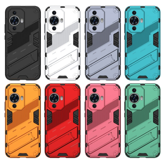 For Huawei nova 11 4G Punk Armor 2 in 1 PC + TPU Phone Case with Holder(White)