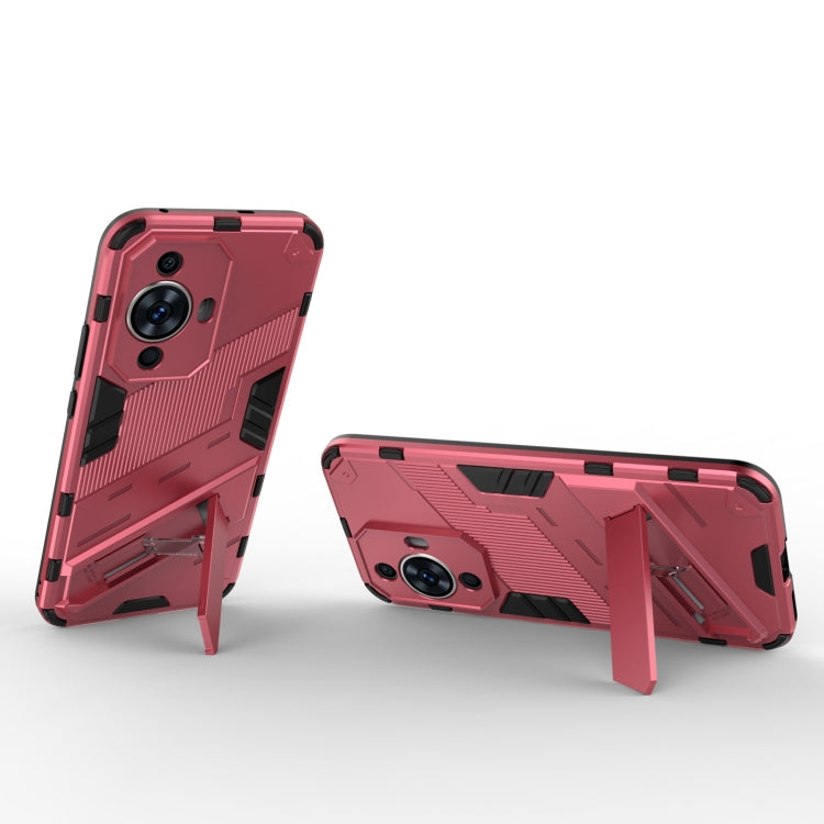For Huawei nova 11 4G Punk Armor 2 in 1 PC + TPU Phone Case with Holder(Light Red) - Huawei Cases by PMC TechLife | Online Shopping South Africa | PMC TechLife | Buy Now Pay Later Mobicred