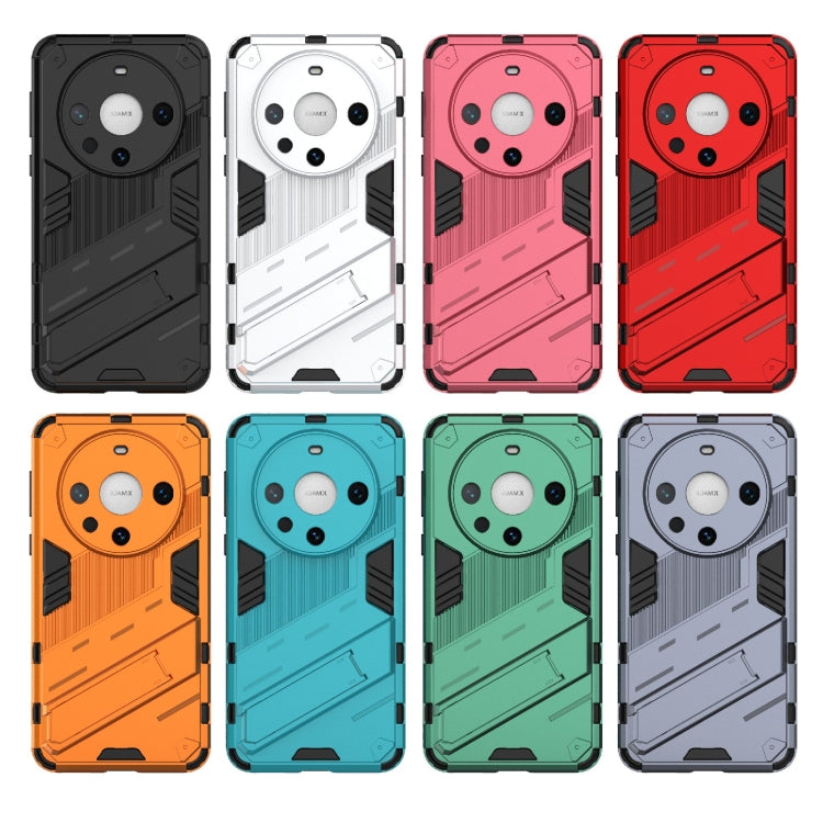 For Huawei Mate 60 Pro Punk Armor 2 in 1 PC + TPU Phone Case with Holder(Grey)