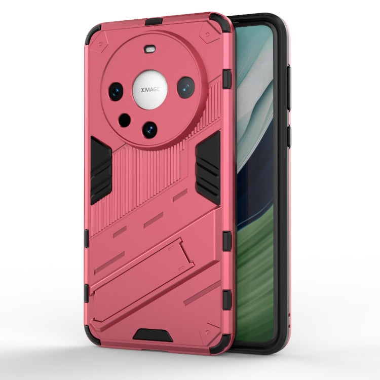 For Huawei Mate 60 Pro Punk Armor 2 in 1 PC + TPU Phone Case with Holder(Light Red) - Huawei Cases by PMC TechLife | Online Shopping South Africa | PMC TechLife | Buy Now Pay Later Mobicred