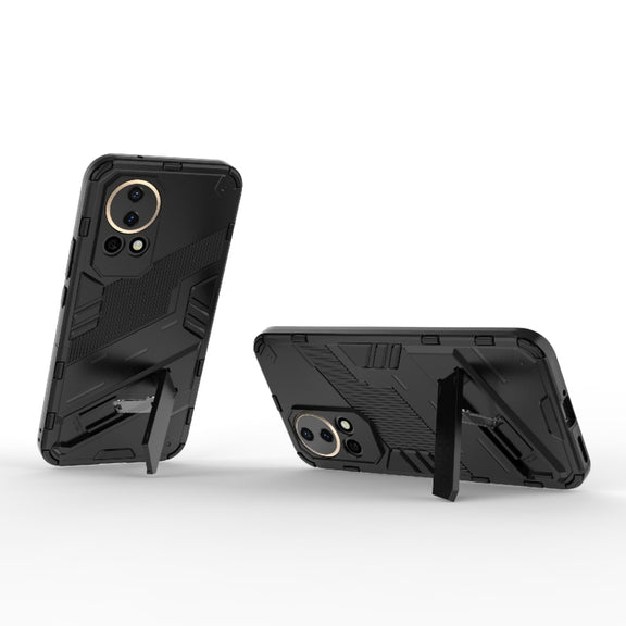 For Huawei nova 12 5G Punk Armor 2 in 1 PC + TPU Phone Case with Holder(Black)