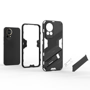 For Huawei nova 12 5G Punk Armor 2 in 1 PC + TPU Phone Case with Holder(Light Red)