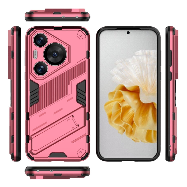 For Huawei Pura 70 Pro / 70 Pro+ Punk Armor 2 in 1 PC + TPU Phone Case with Holder(Light Red) - Huawei Cases by PMC TechLife | Online Shopping South Africa | PMC TechLife | Buy Now Pay Later Mobicred
