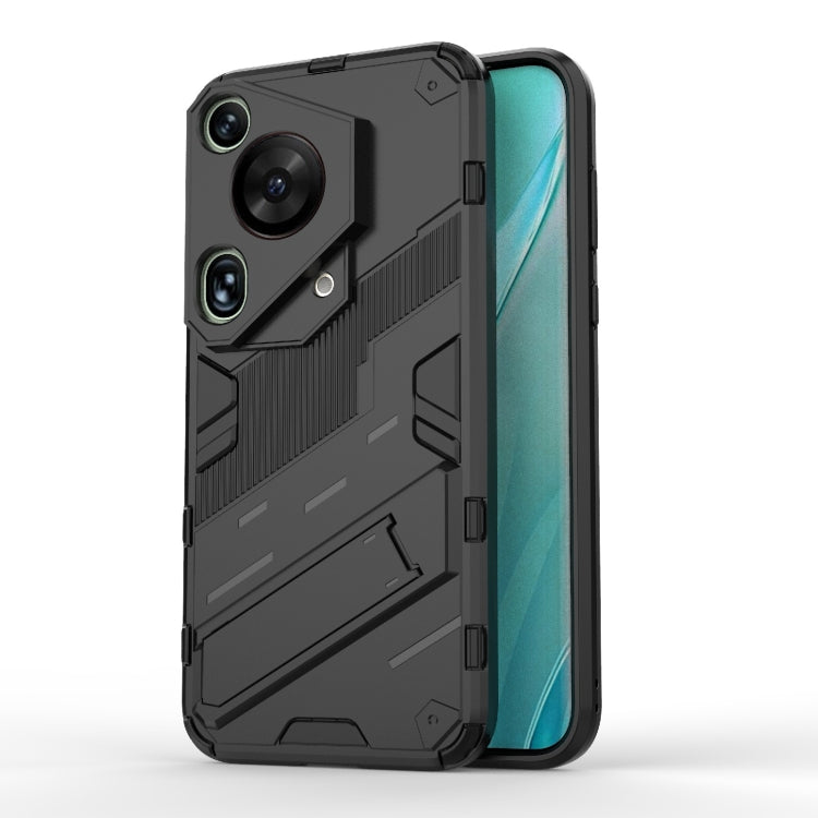 For Huawei Pura 70 Ultra Punk Armor 2 in 1 PC + TPU Phone Case with Holder(Black) - Huawei Cases by PMC TechLife | Online Shopping South Africa | PMC TechLife | Buy Now Pay Later Mobicred