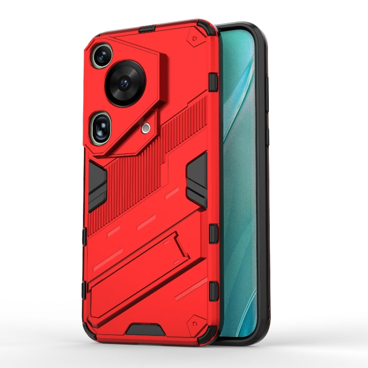 For Huawei Pura 70 Ultra Punk Armor 2 in 1 PC + TPU Phone Case with Holder(Red) - Huawei Cases by PMC TechLife | Online Shopping South Africa | PMC TechLife | Buy Now Pay Later Mobicred