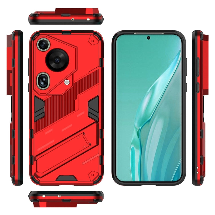 For Huawei Pura 70 Ultra Punk Armor 2 in 1 PC + TPU Phone Case with Holder(Red) - Huawei Cases by PMC TechLife | Online Shopping South Africa | PMC TechLife | Buy Now Pay Later Mobicred