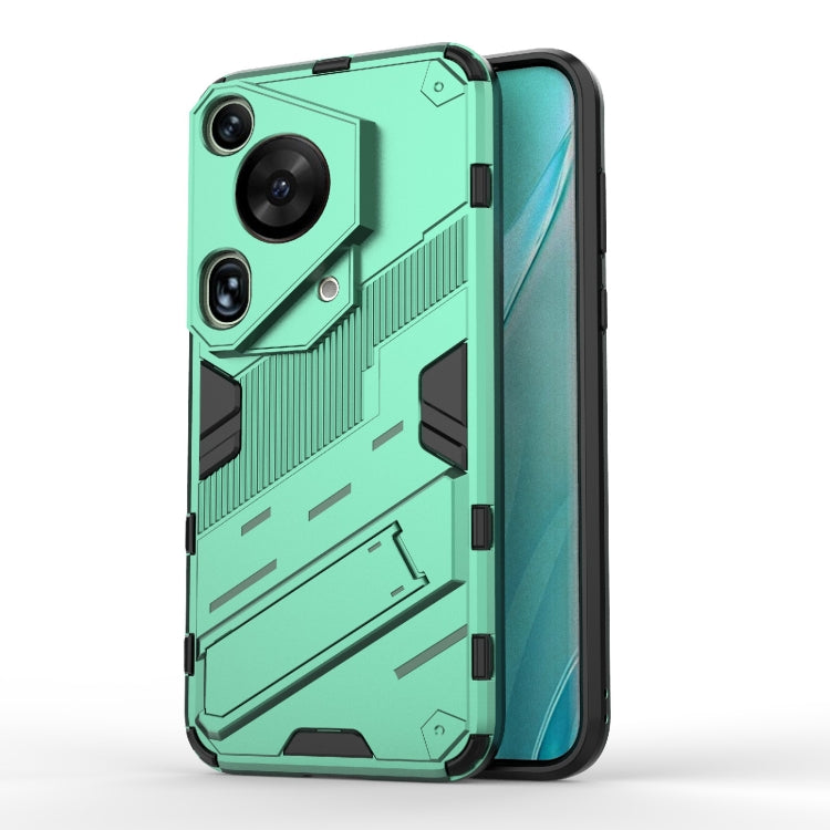 For Huawei Pura 70 Ultra Punk Armor 2 in 1 PC + TPU Phone Case with Holder(Green) - Huawei Cases by PMC TechLife | Online Shopping South Africa | PMC TechLife | Buy Now Pay Later Mobicred