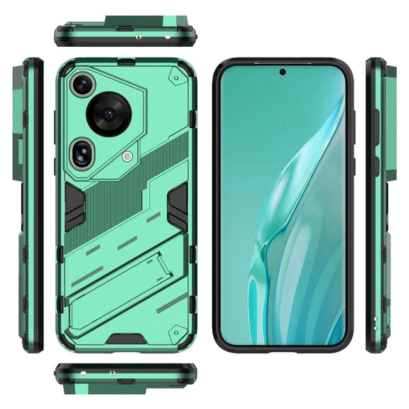 For Huawei Pura 70 Ultra Punk Armor 2 in 1 PC + TPU Phone Case with Holder(Green)