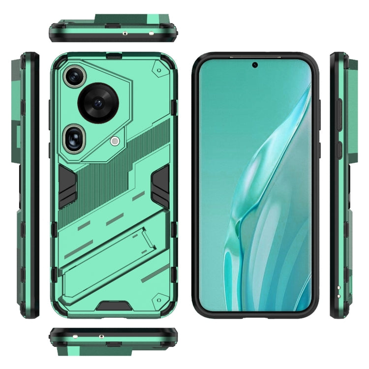 For Huawei Pura 70 Ultra Punk Armor 2 in 1 PC + TPU Phone Case with Holder(Green)