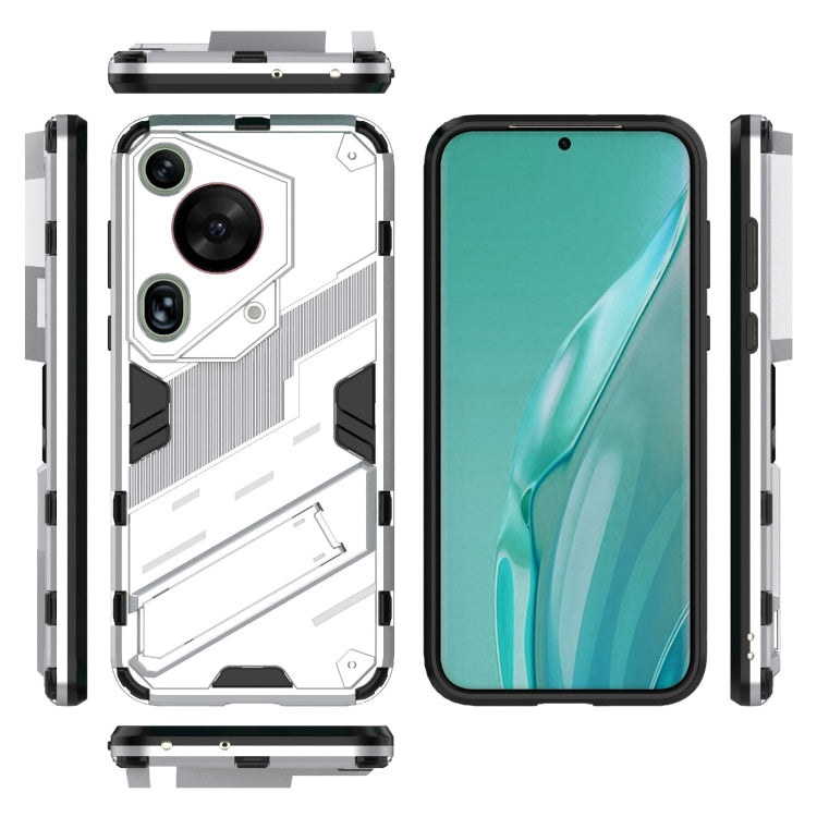 For Huawei Pura 70 Ultra Punk Armor 2 in 1 PC + TPU Phone Case with Holder(White) - Huawei Cases by PMC TechLife | Online Shopping South Africa | PMC TechLife | Buy Now Pay Later Mobicred