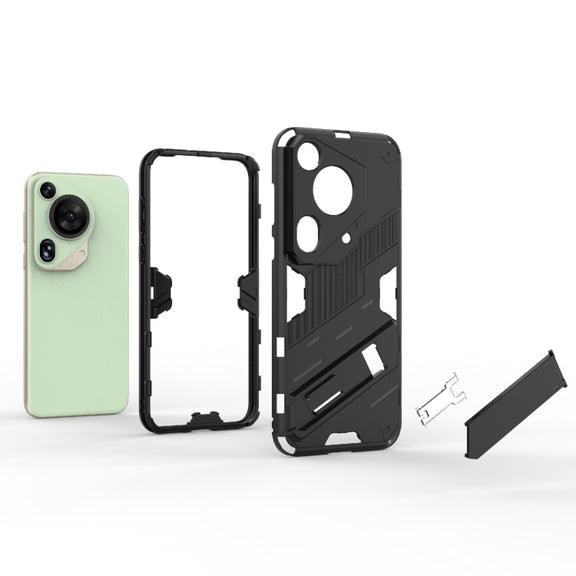For Huawei Pura 70 Ultra Punk Armor 2 in 1 PC + TPU Phone Case with Holder(White)