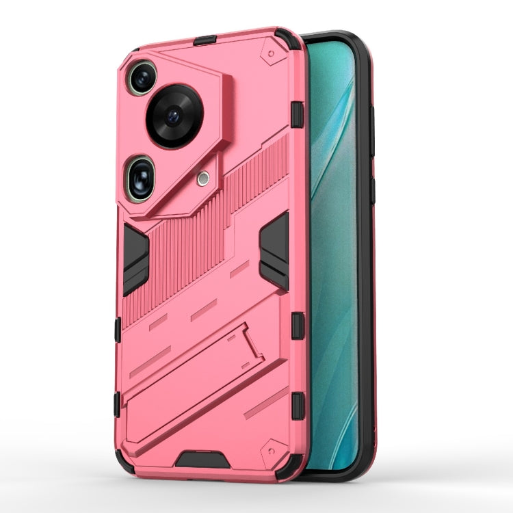 For Huawei Pura 70 Ultra Punk Armor 2 in 1 PC + TPU Phone Case with Holder(Light Red) - Huawei Cases by PMC TechLife | Online Shopping South Africa | PMC TechLife | Buy Now Pay Later Mobicred