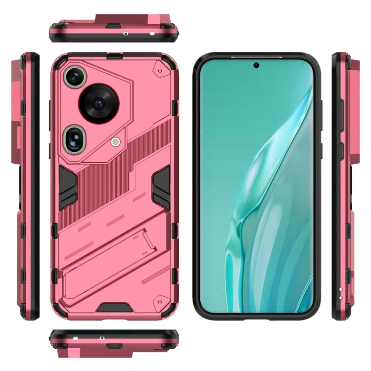 For Huawei Pura 70 Ultra Punk Armor 2 in 1 PC + TPU Phone Case with Holder(Light Red) - Huawei Cases by PMC TechLife | Online Shopping South Africa | PMC TechLife | Buy Now Pay Later Mobicred