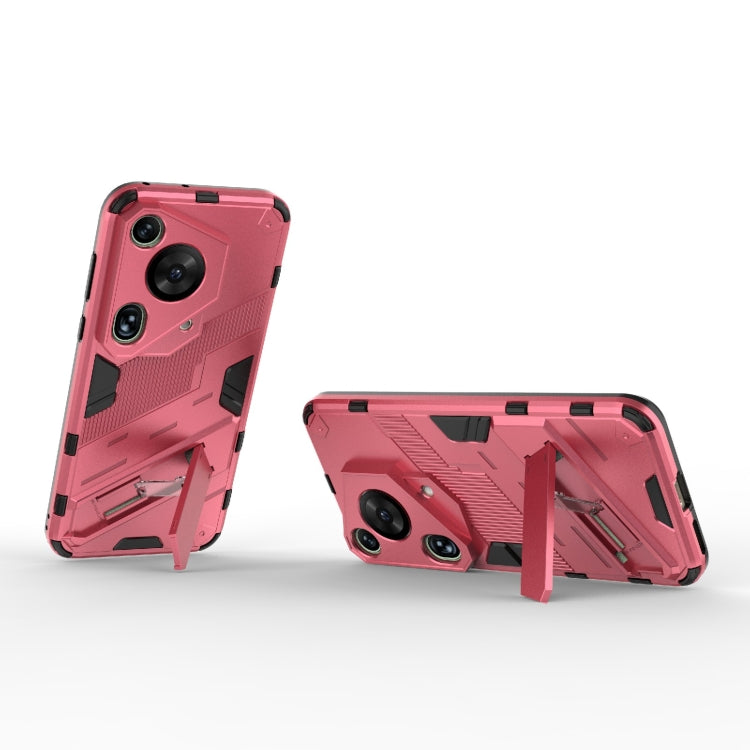 For Huawei Pura 70 Ultra Punk Armor 2 in 1 PC + TPU Phone Case with Holder(Light Red) - Huawei Cases by PMC TechLife | Online Shopping South Africa | PMC TechLife | Buy Now Pay Later Mobicred