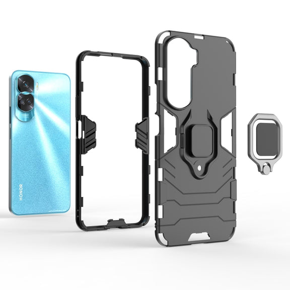 For Honor 90 Lite / X50i 5G Magnetic Ring Holder PC + TPU Phone Case(Navy Blue)