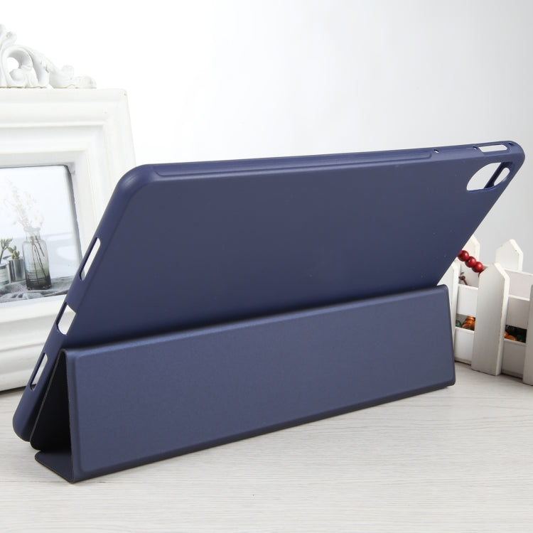 For Huawei MatePad 11 2023 GEBEI 3-folding Holder Shockproof Flip Leather Tablet Case(Dark Blue)