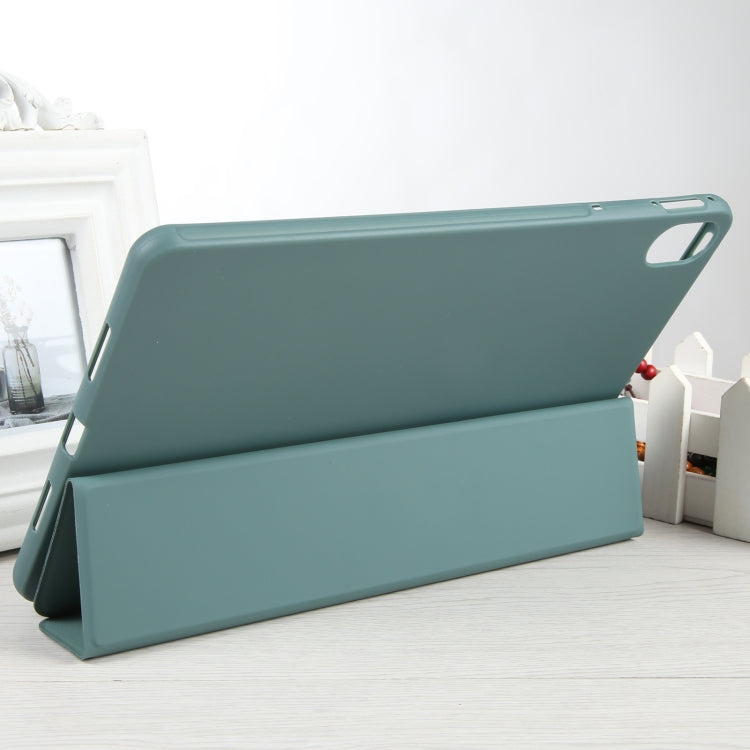 For Huawei MatePad 11 2023 GEBEI 3-folding Holder Shockproof Flip Leather Tablet Case(Dark Green)