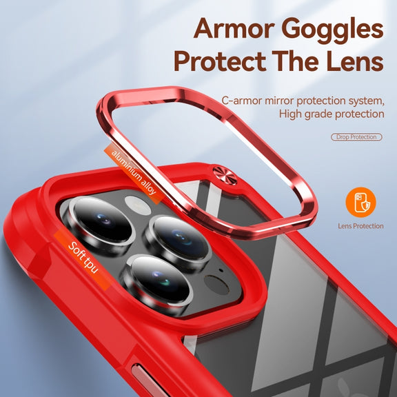For iPhone 16 Pro TPU + PC Lens Protection Phone Case(Red)