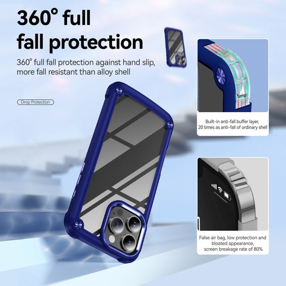 For iPhone 16 Pro Max TPU + PC Lens Protection Phone Case(Blue)