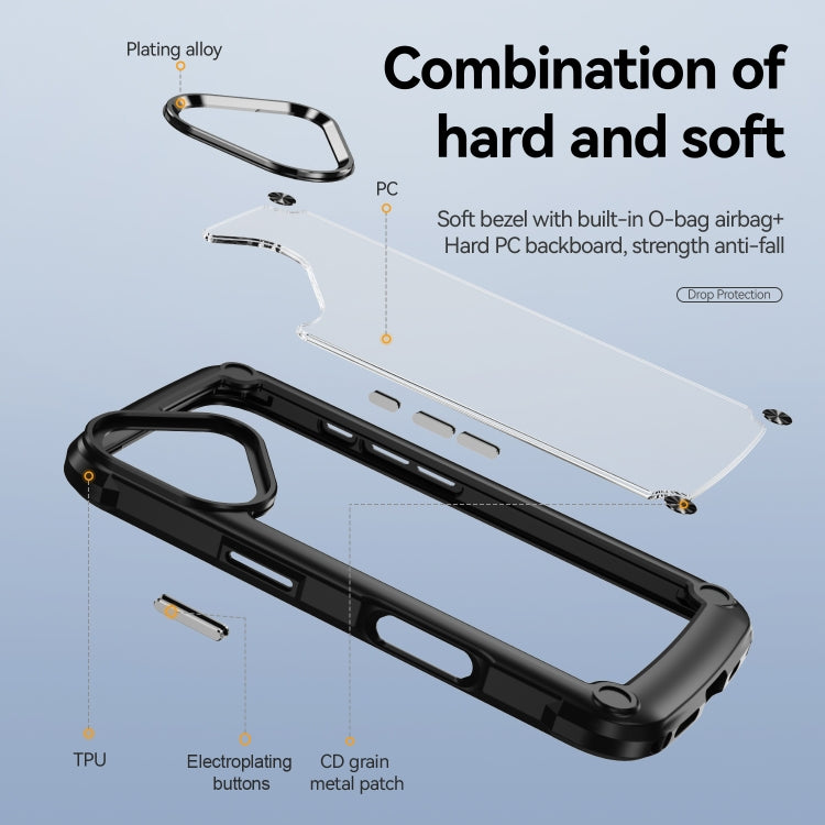 For iPhone 16 TPU + PC Lens Protection Phone Case(Black)