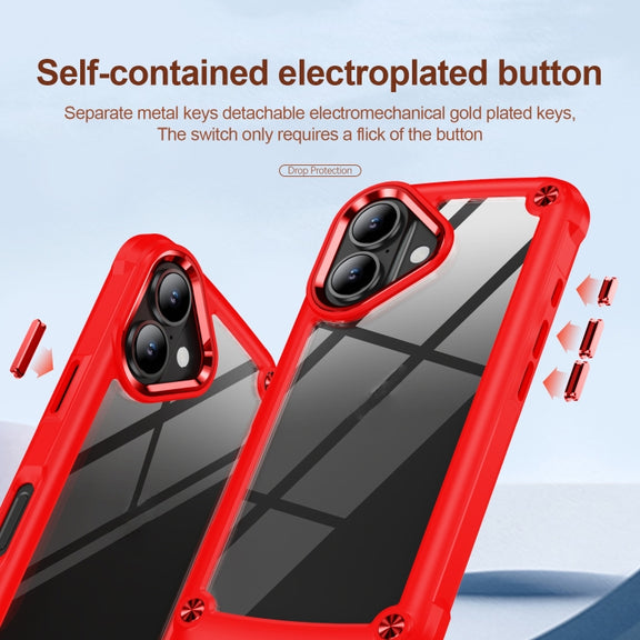 For iPhone 16 TPU + PC Lens Protection Phone Case(Red)